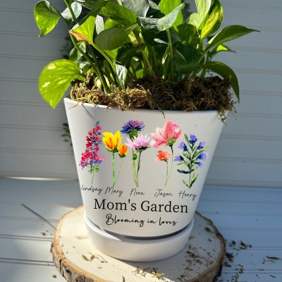 Pot de fleurs personnalisé pour le mois de naissance pour grand-mère, maman, cadeau unique de Noël