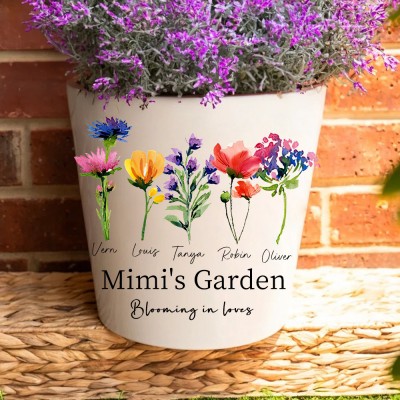 Pot de fleurs de naissance personnalisé pour grand-mère maman cadeau unique de Noël