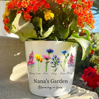 Pot de fleurs de naissance personnalisé pour grand-mère maman cadeau unique de Noël
