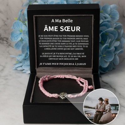 Bracelet de projection photo personnalisé Idées cadeaux d'anniversaire de Saint-Valentin pour l'âme sœur