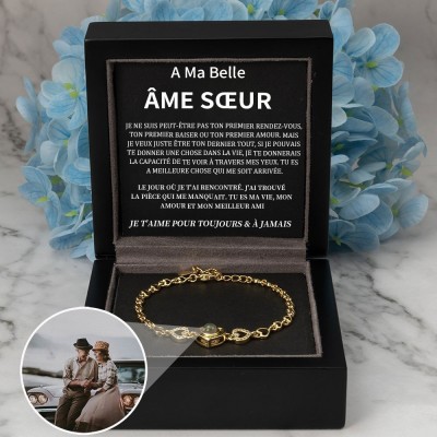 Bracelet de projection photo personnalisé Idées cadeaux d'anniversaire de Saint-Valentin pour l'âme sœur
