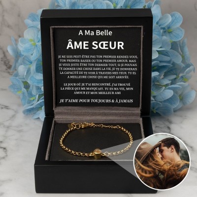 Idées de cadeaux d'anniversaire de Saint-Valentin pour un bracelet de projection photo personnalisé pour l'âme sœur
