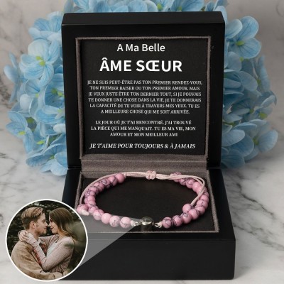 Bracelet personnalisé de Projection de Photo commémorative en corde, avec image à l'intérieur, cadeaux de saint-valentin pour Couple
