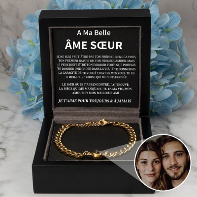 Bracelet de projection de photos personnalisé, cadeau de Saint-Valentin pour couple