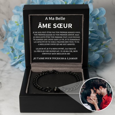 Bracelet de projection photo personnalisé Idées cadeaux d'anniversaire de Saint-Valentin pour l'âme sœur
