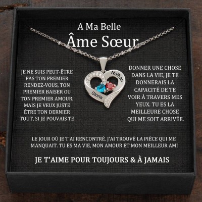 Collier Prénom d'Amour Personnalisé avec Pierres de Naissance Pour Couple