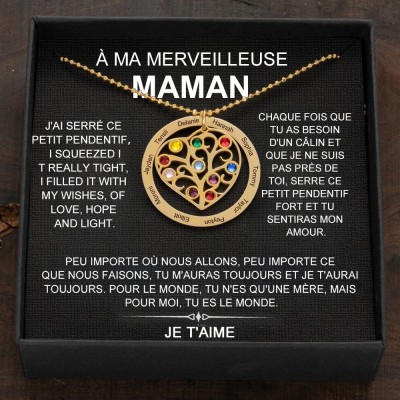 Collier personnalisé avec nom en forme de cœur et pierre de naissance pour idées cadeaux