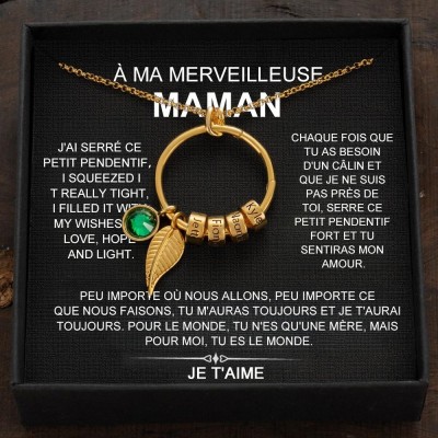 Collier personnalisé avec nom en forme de cercle pour maman et pierres de naissance pour cadeau de fête des mères