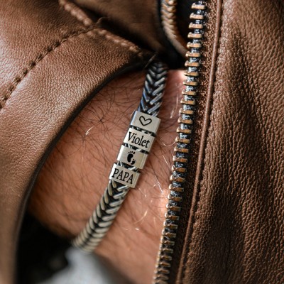 Bracelet Homme Personnalisé Avec Perles Personnalisées Cadeau Pour Papa Mari Petit Ami
