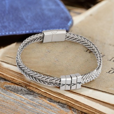 Bracelet Homme Personnalisé Avec Perles Personnalisées Cadeau Pour Papa Cadeaux Fête des Pères