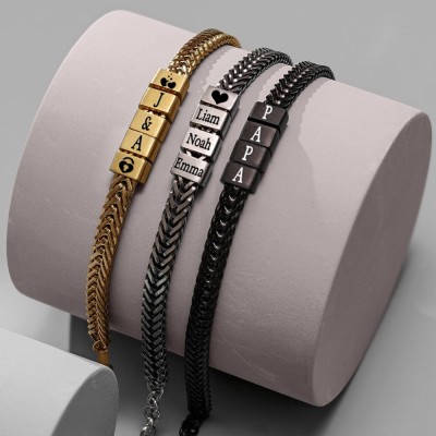 Bracelet Homme Personnalisé Avec Perles Pour Petit Ami Mari Papa Cadeaux