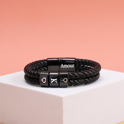 Bracelet personnalisé pour hommes avec des perles de nom pour petit ami mari idées cadeaux