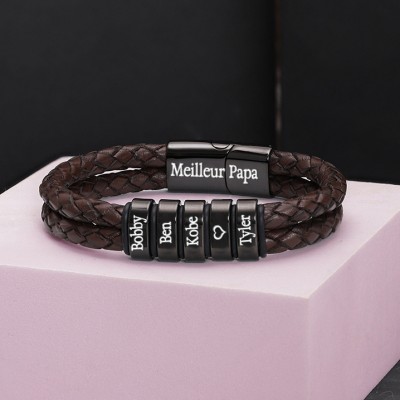 Meilleur bracelet de papa personnalisé pour hommes avec des perles Cadeau pour papa Cadeaux de fête des pères