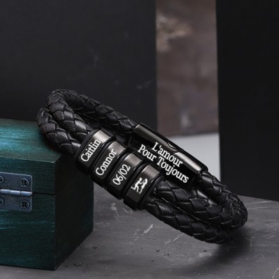 Bracelet personnalisé pour hommes avec des perles Cadeau pour petit ami mari Cadeaux