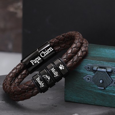 Bracelet personnalisé pour hommes chien papa avec perles cadeau pour les amoureux des animaux de compagnie