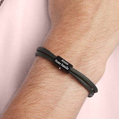 Bracelet homme personnalisé avec perle hexaédrique Idées cadeaux famille