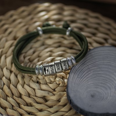Bracelet de nom de famille personnalisé avec des perles de symbole pour les cadeaux de Noël de papa
