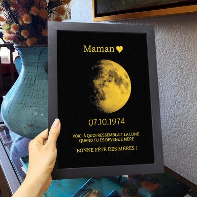 Panneau en bois personnalisé avec phases de lune, cadeaux souvenirs de famille, idées de cadeaux pour la fête des mères