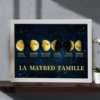 Cadre de phase de lune personnalisé avec des noms d'enfants pour le cadeau de famille de Noël