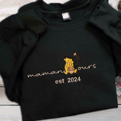 Ours brodé personnalisé Sweat-shirt Mama Idées cadeaux pour Noël Cadeau de famille