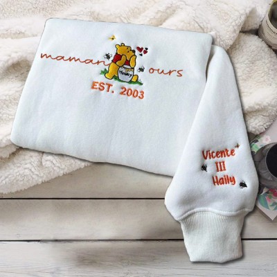 Ours brodé personnalisé Sweat-shirt Mama Idées cadeaux pour Noël Cadeau de famille