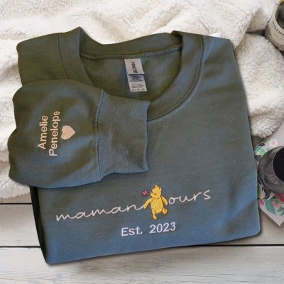 Ours brodé personnalisé Sweat-shirt Mama Idées cadeaux pour Noël Cadeau de famille