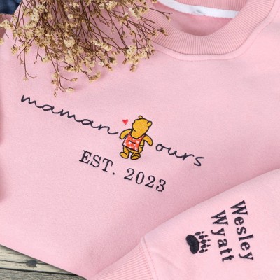 Ours brodé personnalisé Sweat-shirt Mama Idées cadeaux pour Noël Cadeau de famille