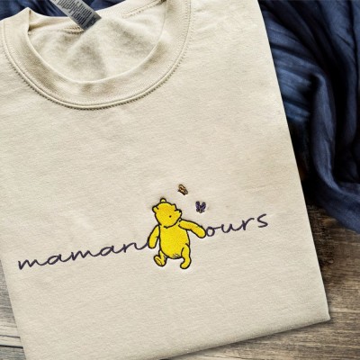 Ours brodé personnalisé Sweat-shirt Mama Idées cadeaux pour Noël Cadeau de famille