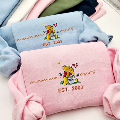 Ours brodé personnalisé Sweat-shirt Mama Idées cadeaux pour Noël Cadeau de famille