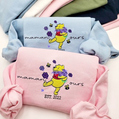 Ours brodé personnalisé Sweat-shirt Mama Idées cadeaux pour Noël Cadeau de famille