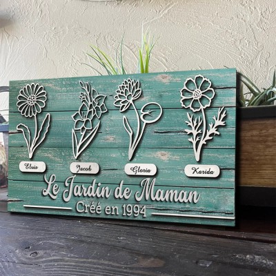 Jardin personnalisé de Mimi Naissance Fleur Panneau En Bois Maison Art Décor Pour Mamie Maman