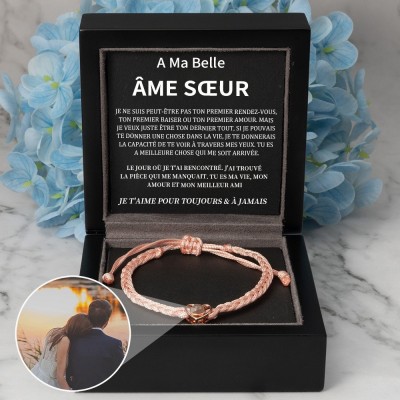 Bracelet de projection photo personnalisé Idées de cadeaux d'anniversaire de Saint-Valentin pour l'âme sœur