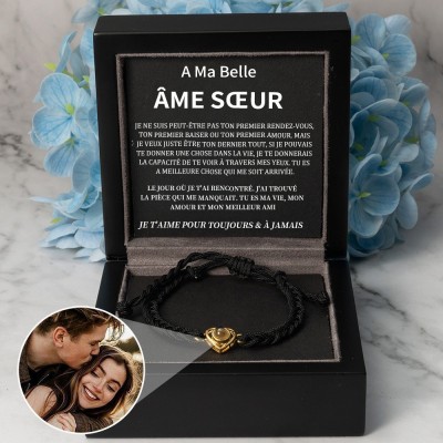 Bracelet de projection photo personnalisé Idées de cadeaux d'anniversaire de Saint-Valentin pour l'âme sœur