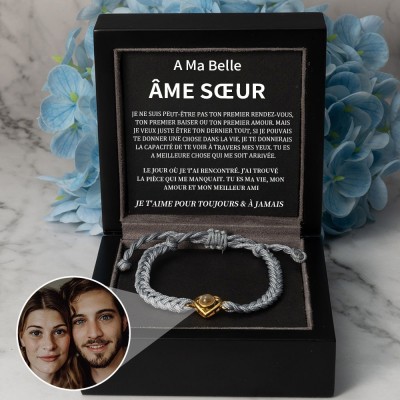 Bracelet de projection photo personnalisé Idées cadeaux d'anniversaire de Saint-Valentin pour l'âme sœur