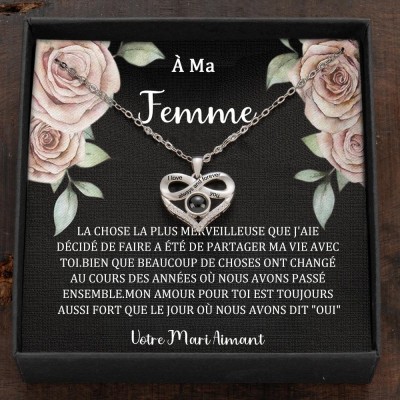 Collier de projection photo personnalisé Idées de cadeaux d'anniversaire pour l'âme sœur