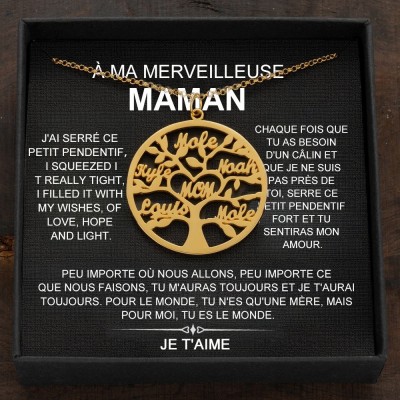 Colliers personnalisés avec noms d'enfants pour les idées de cadeaux de la fête des mères