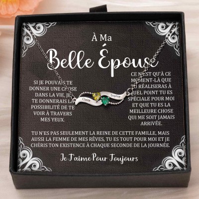 Collier personnalisé avec noms de couple en forme de cœur et pierres de naissance, cadeaux de Saint-Valentin