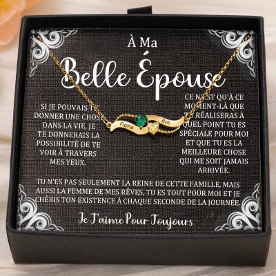 Collier personnalisé avec noms de couple en forme de cœur et pierres de naissance, cadeaux de Saint-Valentin