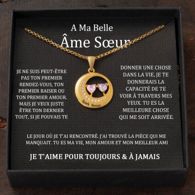 Collier personnalisé avec noms de couple et pierres de naissance Cadeaux de Saint-Valentin