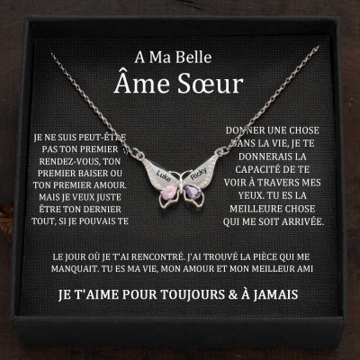 Collier personnalisé avec prénoms de papillons et cœurs, pierres de naissance, cadeaux de Saint-Valentin