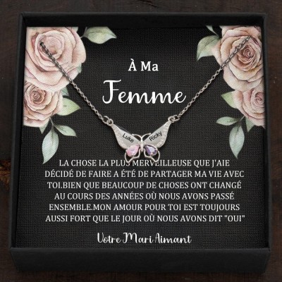 Collier personnalisé avec prénoms de papillons et cœurs, pierres de naissance, cadeaux de Saint-Valentin