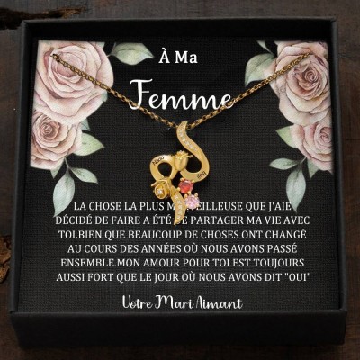 Collier personnalisé avec nom et pierres de naissance pour idées cadeaux
