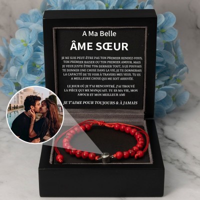 Idées de cadeaux d'anniversaire de Saint-Valentin pour un bracelet de projection photo personnalisé pour l'âme sœur
