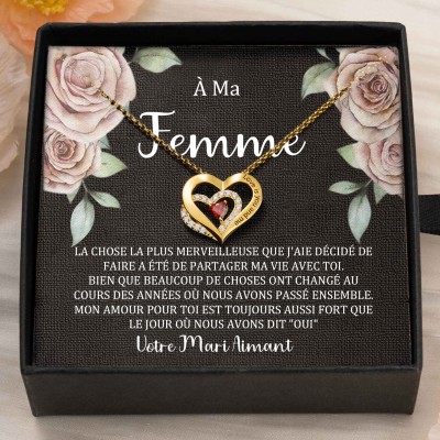 Collier coeur personnalisé de noms de couple avec pierres de naissance Cadeaux de la Saint-Valentin