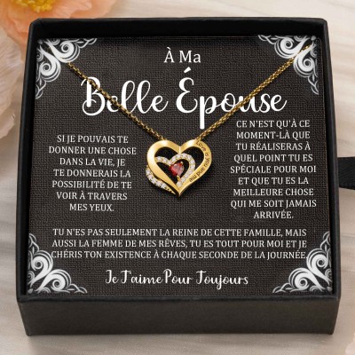 Collier coeur personnalisé de noms de couple avec pierres de naissance Cadeaux de la Saint-Valentin