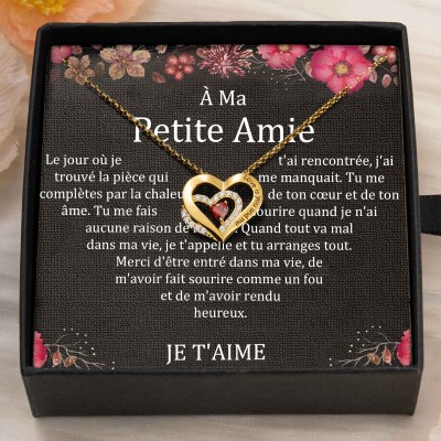 Collier coeur personnalisé de noms de couple avec pierres de naissance Cadeaux de la Saint-Valentin