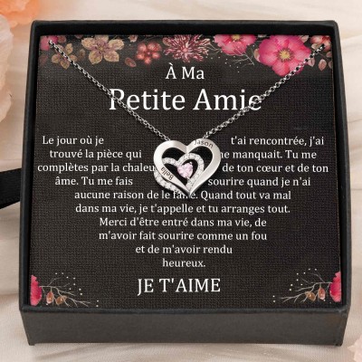 Collier personnalisé avec noms de couple en forme de cœur et pierres de naissance, cadeaux de Saint-Valentin