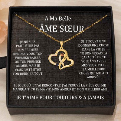 Collier coeur personnalisé de noms de couple avec pierres de naissance Cadeaux de la Saint-Valentin