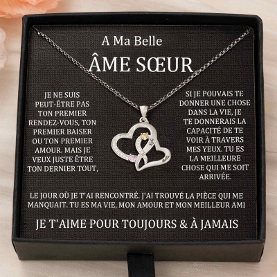 Collier coeur personnalisé de noms de couple avec pierres de naissance Cadeaux de la Saint-Valentin