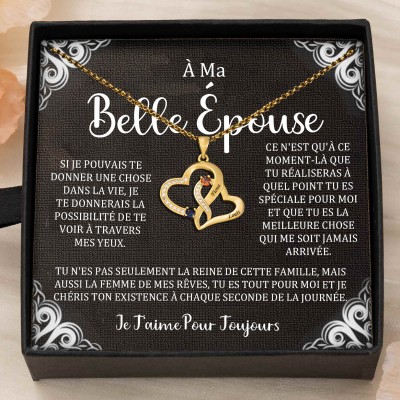 Collier coeur personnalisé de noms de couple avec pierres de naissance Cadeaux de la Saint-Valentin